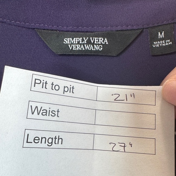 Simply Vera Vera Wang Roll Tab Sleeve Popover Blouse Plum - Picture 10 of 10